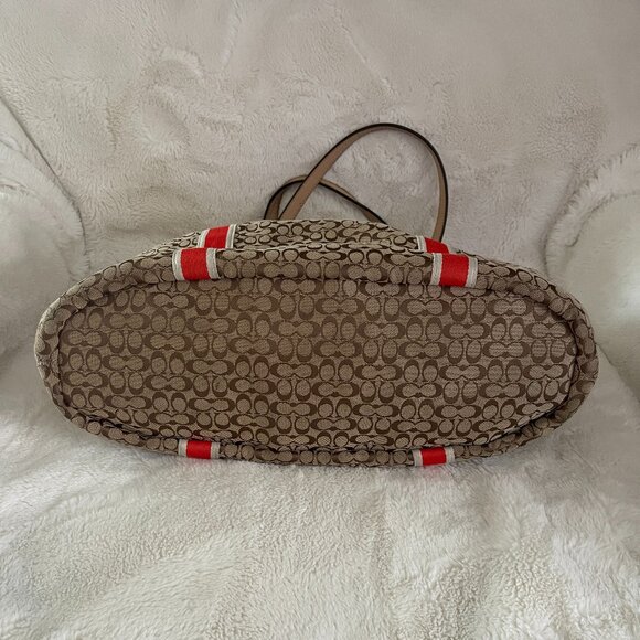 Coach Signature Orange Stripe Devin Shoulder Bag F26131 - Picture 4 of 11